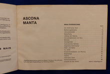 Lade das Bild in den Galerie-Viewer, Opel Ascona Manta GT E MJ 1977 - Betriebsanleitung Handbuch 12.1976