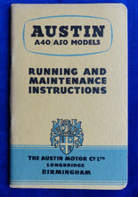 Lade das Bild in den Galerie-Viewer, Austin A40 A50 Maintenance Instructions operation manual UK-Handbuch 1955 engl.