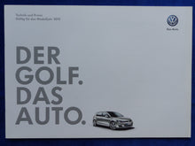Lade das Bild in den Galerie-Viewer, VW Golf TSI TDI MJ 2013 - Prospekt Brochure + Preisliste 08.2012