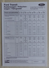 Lade das Bild in den Galerie-Viewer, Ford Transit Kastenwagen Pritsche MJ 1991 Prospekt + Daten + Preisliste 09.1990