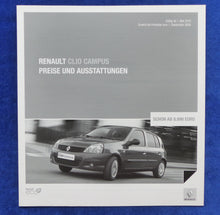 Lade das Bild in den Galerie-Viewer, Renault Clio Campus MJ 2011 - Prospekt Brochure + Preisliste 05.2010