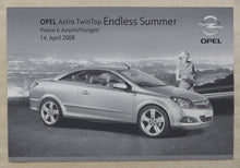 Lade das Bild in den Galerie-Viewer, Opel Astra TwinTop Endless Summer - Prospekt Brochure + Preisliste 04.2008