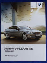 Lade das Bild in den Galerie-Viewer, BMW 5er Limousine 550i Typ F10 MJ 2011 - Prospekt Brochure + Preisliste 09.2010