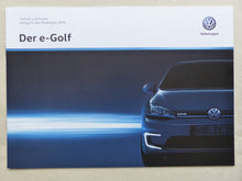 Lade das Bild in den Galerie-Viewer, VW e-Golf Golf mit Elektromotor MJ 2016 - Prospekt Brochure + Preisliste 02.2016