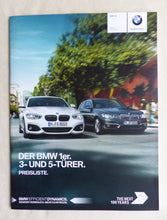 Lade das Bild in den Galerie-Viewer, BMW 1er 3-Türer 5-Türer F20 F21 - Preisliste MJ 2016 - Prospekt Brochure 03.2016