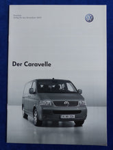 Lade das Bild in den Galerie-Viewer, VW Bus T5 Caravelle MJ 2007 - Prospekt Brochure + Preisliste 01.2007