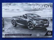 Lade das Bild in den Galerie-Viewer, Opel Cascada Cabrio MJ 2018 - Prospekt Brochure + Preisliste 12.2017