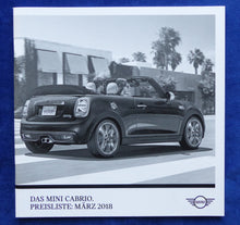 Lade das Bild in den Galerie-Viewer, Mini Cabrio One Cooper S MJ 2018 - Prospekt Brochure + Preisliste 03.2018