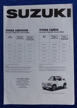 Lade das Bild in den Galerie-Viewer, Suzuki Vitara Limousine Cabrio MJ 1994 - Prospekt Brochure + Preisliste 07.1993