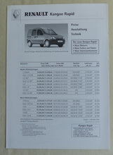 Lade das Bild in den Galerie-Viewer, Renault Kangoo Rapid MJ 2002 - Prospekt Brochure + Preisliste 10.2001