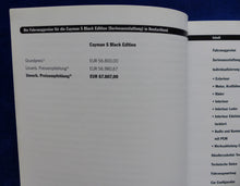 Lade das Bild in den Galerie-Viewer, Porsche Cayman S Black Edition MJ 2012 - Hardcover Prospekt + Preisliste 05.2011