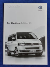 Lade das Bild in den Galerie-Viewer, VW Bus T5 Multivan Edition 25 MJ 2013 - Prospekt Brochure + Preisliste 01.2013