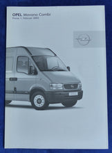 Lade das Bild in den Galerie-Viewer, Opel Movano Kombi & Kastenwagen MJ 2003 - Prospekt Brochure + Preisliste 02.2003