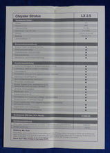 Lade das Bild in den Galerie-Viewer, Chrysler Stratus MJ 1996 - Prospekt Brochure + Preisliste 04.1995
