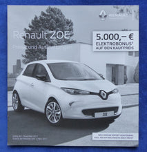 Lade das Bild in den Galerie-Viewer, Renault Zoe E-Auto MJ 2018 - Prospekt Brochure + Preisliste 11.2017