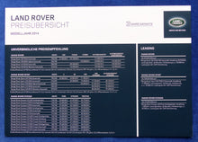 Lade das Bild in den Galerie-Viewer, Land Rover & Range Rover Programm 2014 - Prospekt Brochure + Preisliste 12.2013