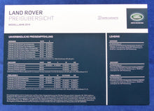Lade das Bild in den Galerie-Viewer, Land Rover & Range Rover Programm 2014 - Prospekt Brochure + Preisliste 12.2013