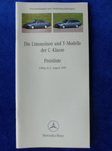 Lade das Bild in den Galerie-Viewer, Mercedes C-Klasse Limousinen C43 AMG MJ 2000 - Prospekt + Preisliste 08.1999