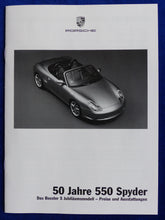 Lade das Bild in den Galerie-Viewer, Porsche Boxster 986 Jubiläum 50 Jahre 550 Spyder - Prospekt + Preisliste 09.2003