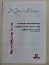 Lade das Bild in den Galerie-Viewer, Citroen Xantia - Prospekt Brochure + Daten & Ausstattungen 1993