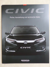 Lade das Bild in den Galerie-Viewer, Honda Civic Limousine MJ 2018 - Prospekt Brochure + Preisliste 01.2018