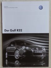 Lade das Bild in den Galerie-Viewer, VW Golf R32 Golf V 3.2 VR6 MJ 2006 - Prospekt Brochure + Preisliste 10.2005