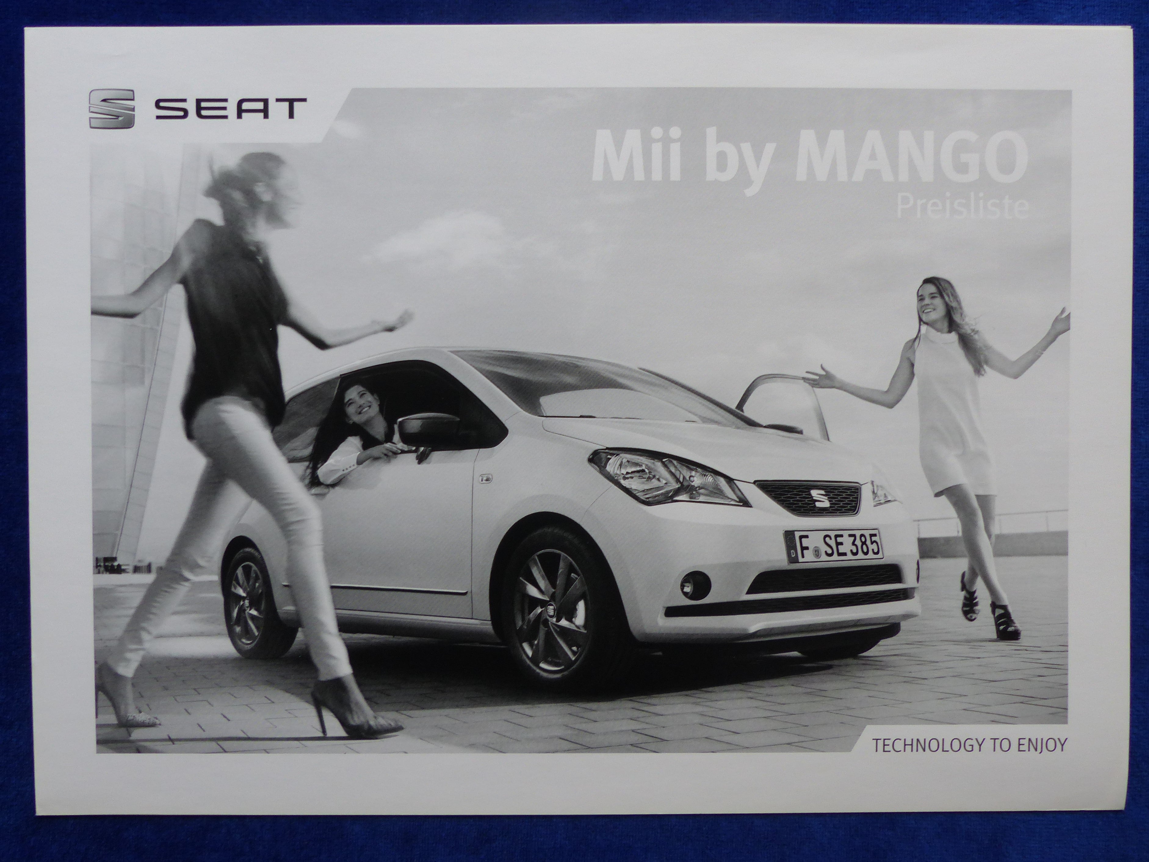 Seat Mii by Mango Sondermodell Preisliste MJ 2016 Prospekt Brochur carbrochure
