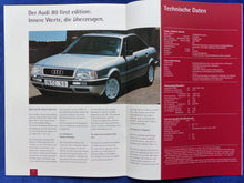Lade das Bild in den Galerie-Viewer, Audi 80 first edition Typ B4 MJ 1994 - Prospekt Brochure + Preisliste 08.1993