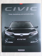 Lade das Bild in den Galerie-Viewer, Honda Civic Limousine MJ 2017 - Prospekt Brochure + Preisliste 04.2017