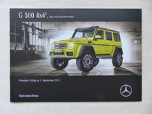 Lade das Bild in den Galerie-Viewer, Mercedes G-Klasse G500 4x4² Sondermodell MJ 2016 - Prospekt + Preisliste 09.2015