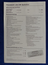 Lade das Bild in den Galerie-Viewer, Peugeot 206 SW Quiksilver Limited 1 of 1000 - Prospekt + Preisliste 05.2004