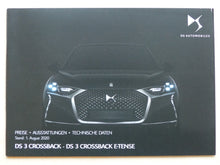 Lade das Bild in den Galerie-Viewer, Citröen DS 3 Crossback E-Tense MJ 2021 - Prospekt Brochure + Preisliste 08.2020
