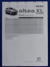 Lade das Bild in den Galerie-Viewer, Seat Altea XL Kombi MJ 2010 - Prospekt Brochure + Preisliste 04.2010