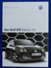Lade das Bild in den Galerie-Viewer, VW Golf GTI Edition 30 MJ 2008 - Prospekt Brochure + Preisliste 10.2007