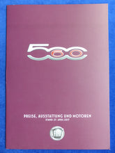 Lade das Bild in den Galerie-Viewer, Fiat 500 60th Limited Edition 1 of 560 - Prospekt Brochure + Preisliste 04.2017