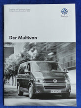 Lade das Bild in den Galerie-Viewer, VW Bus T5 Multivan Highline MJ 2014 - Prospekt Brochure + Preisliste 01.2014