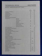 Lade das Bild in den Galerie-Viewer, Isuzu Trooper 4x4 UBS 17 UBS 55 MJ 1989 - Prospekt + Daten + Preisliste 03.1989