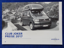 Lade das Bild in den Galerie-Viewer, Westfalia Club Joker VW Bus T6 MJ 2017 - Prospekt Brochure + Preisliste 01.2017