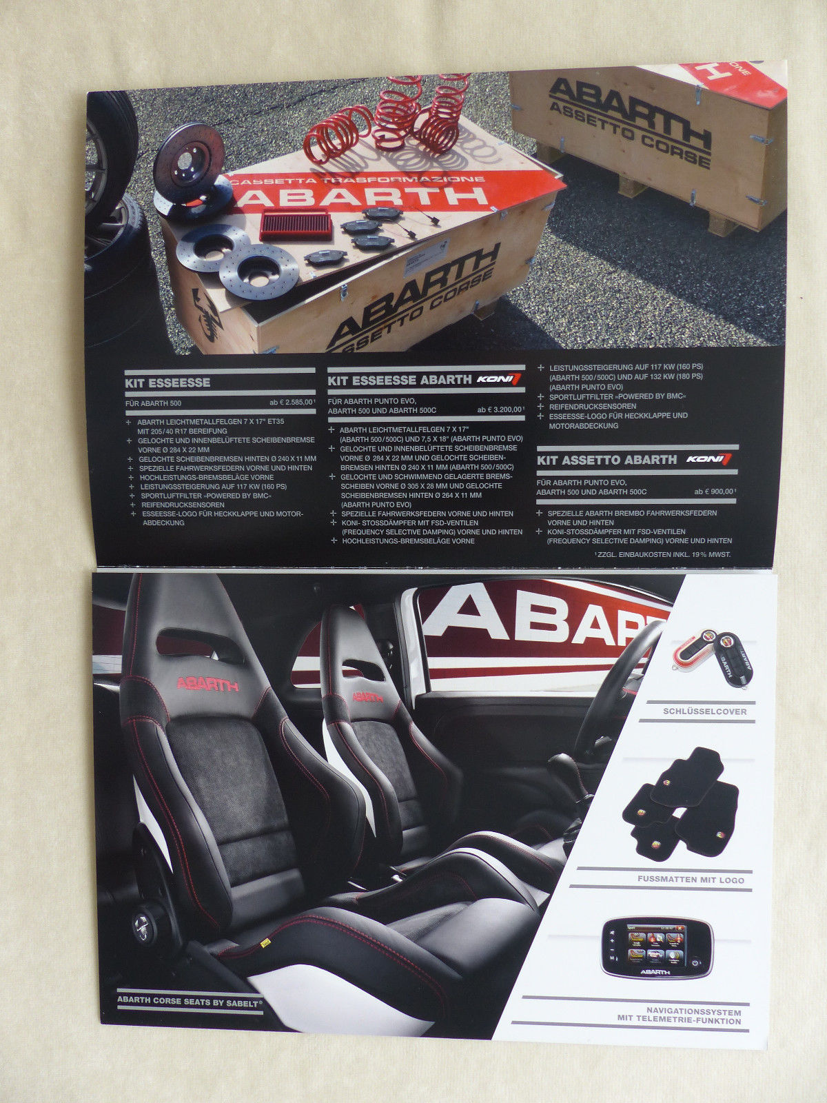 Abarth Fiat Punto Evo 500 C - Kits & Zubehör MJ 2012 - Prospekt Brochu –  car-brochure
