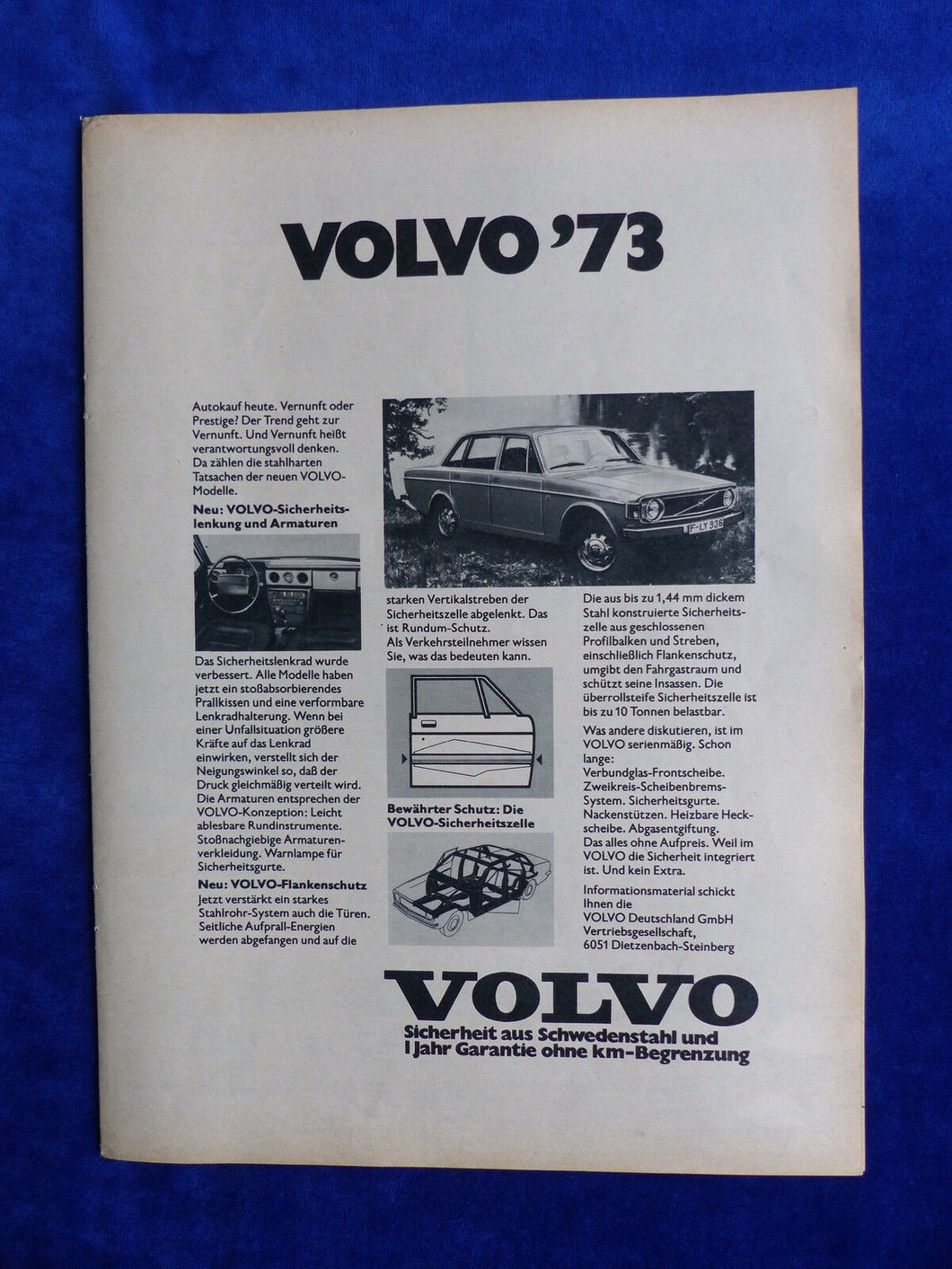Volvo 1973 - Werbeanzeige Reklame Advertisement 1972