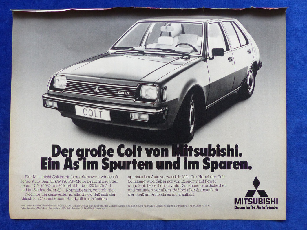 Mitsubishi Colt - Werbeanzeige Reklame Advertisement 1980