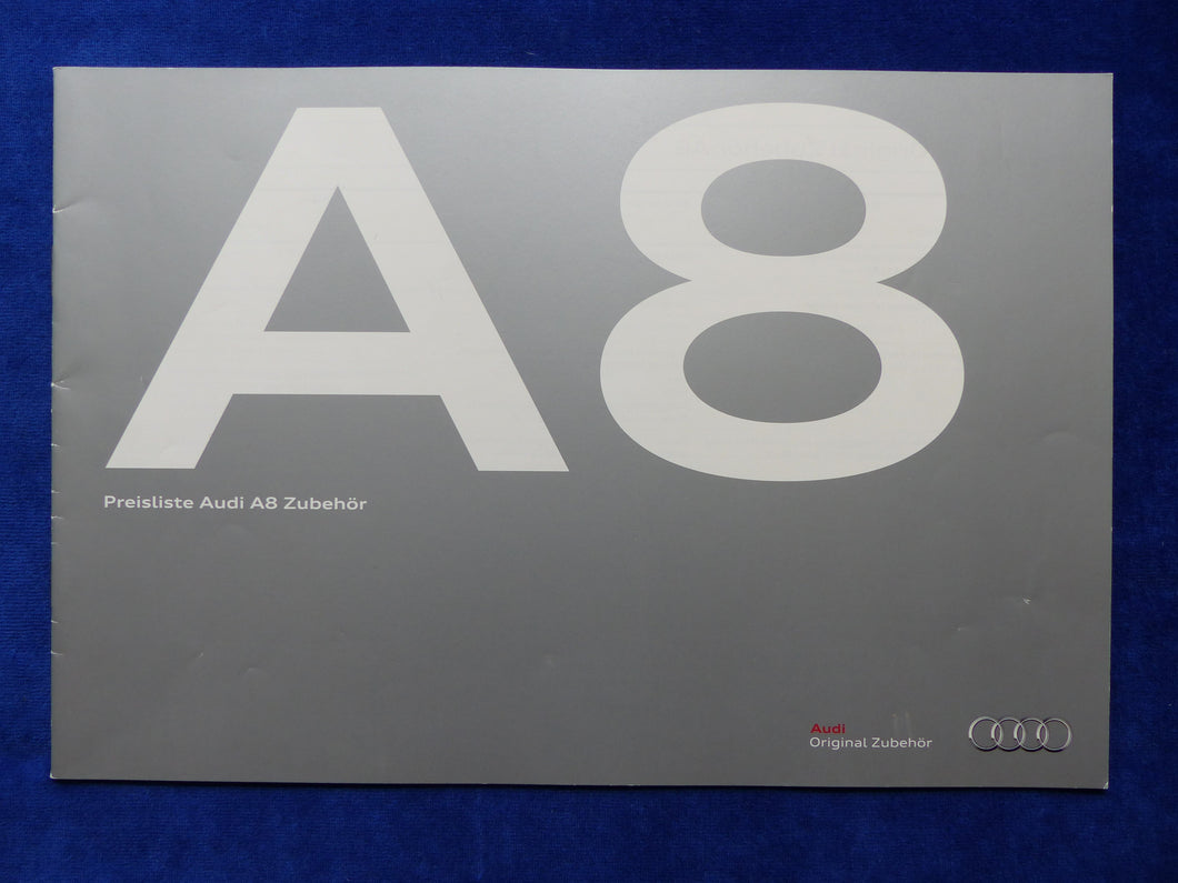 Audi A8 Zubehör - Preisliste MJ 2016 - Prospekt Brochure 06.2015
