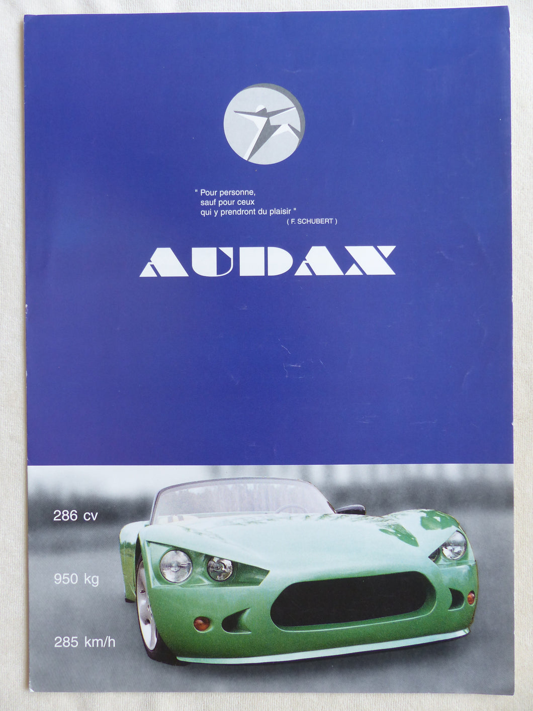 Audax Kit Car Roadster mit BMW V8 Motor - Prospekt Brochure 1997 Frankreich