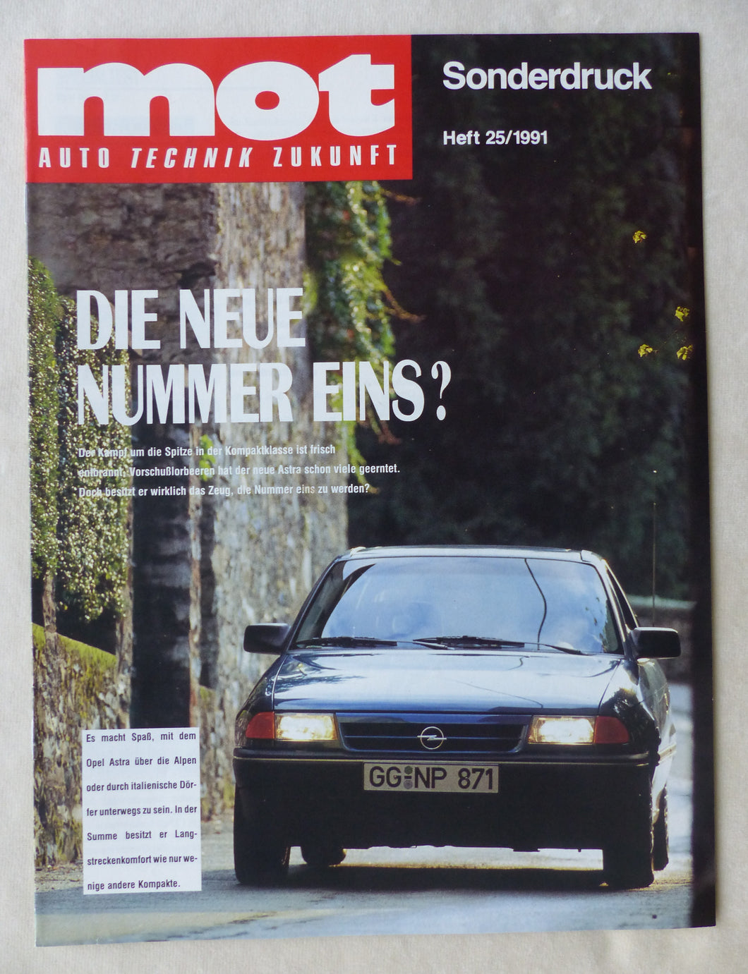 Opel Astra 2.0i - Spezialtest - Sonderdruck mot Heft 25/1991