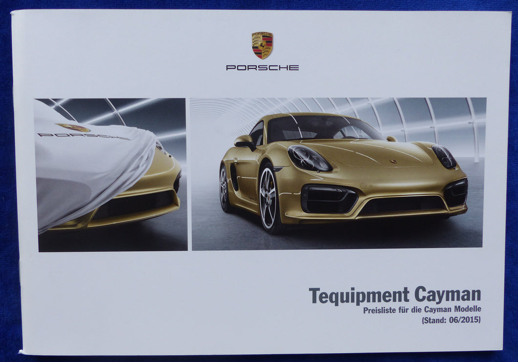 Porsche Tequipment Cayman - Preisliste MJ 2016 - Prospekt Brochure 06.2015