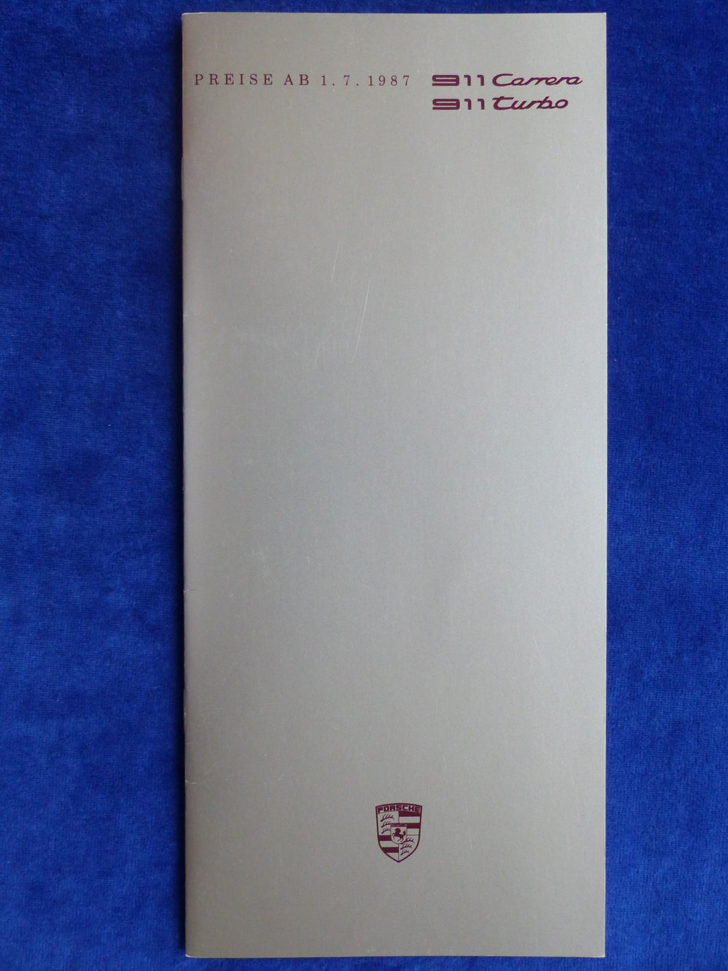 Porsche 911 Carrera CS Turbo - Preisliste MJ 1988 - Prospekt Brochure 07.1987