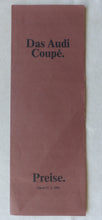 Lade das Bild in den Galerie-Viewer, Audi Coupe Typ B2 - Preisliste MJ 1984 - Prospekt Brochure 02.1984
