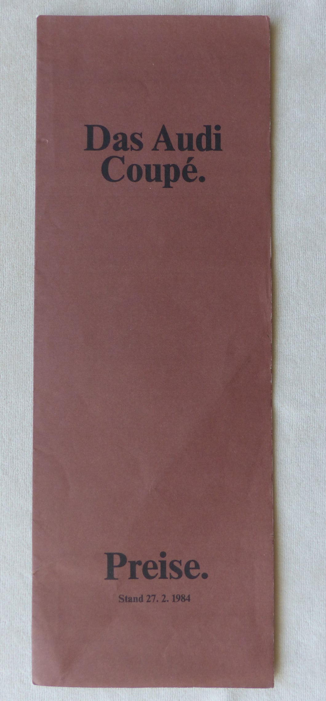 Audi Coupe Typ B2 - Preisliste MJ 1984 - Prospekt Brochure 02.1984