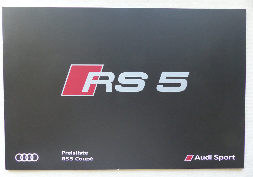 Audi RS 5 Coupe quattro - Preisliste MJ 2018 - Prospekt Brochure 04.2017