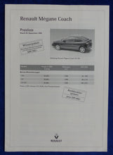 Lade das Bild in den Galerie-Viewer, Renault Megane Coach - Preisliste MJ 1997 - Prospekt Brochure 09.1996
